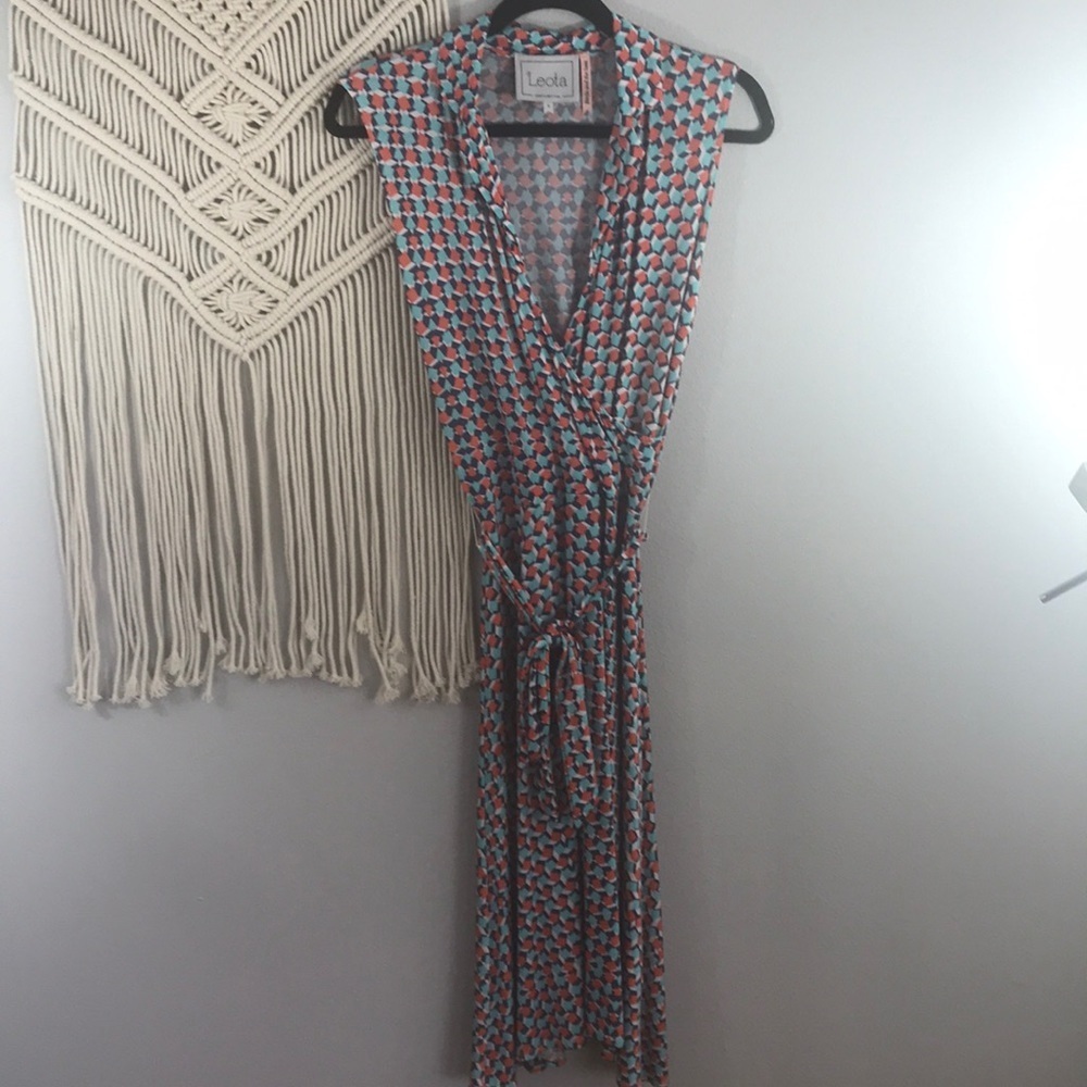 LEOTA FAUX WRAP STRETCH MATERNITY DRESS SMALL